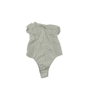DÔEN Swim One Piece Size M White New Eyelet Ruffle Strapless Bodysuit